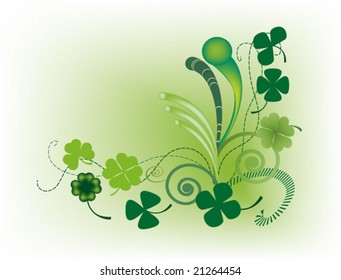 vector shamrock floral and swirls