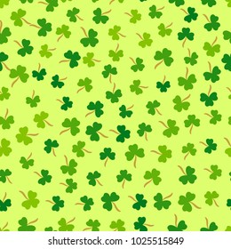 Vector Shamrock Grass Seamless Pattern. Happy Patrick Day Projects.