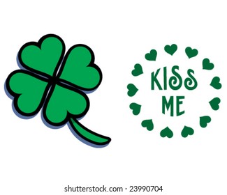 vector shamrock and kiss me