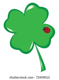 vector shamrock with ladybug