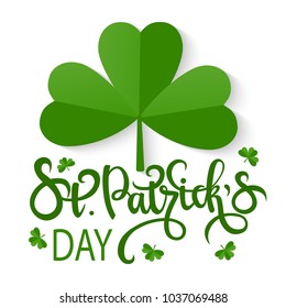Vector shamrock with lettering. Happy st. Patrick day