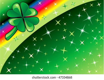 Vector Shamrock Rainbow Background 2 with stars. There is space for text or image.