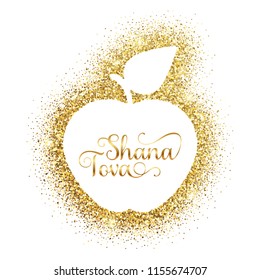 Vector Shana Tova (Happy New Year - english) card with gold apple