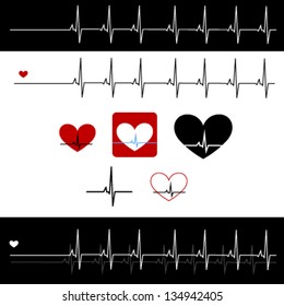 Vector shape of cardiogram of healthy heart, icon of heart beating, may be used in  health-care and cardiology