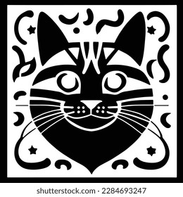 It's a vector shape cat artwork. It is high quality vector file. It is printable and editable file.