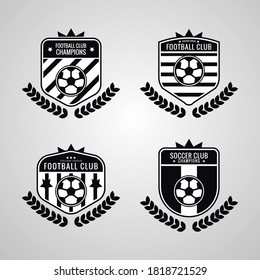 Un vector en forma de emblema para tu equipo deportivo como fútbol, baloncesto y otros, en blanco y negro, para que puedas cambiar fácilmente el color que te gusta