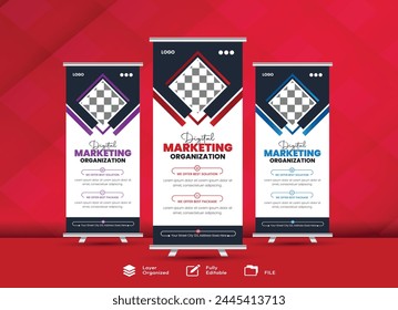 vector shape Modern roll up banner design illustration flag