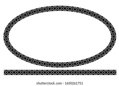 Vector Shape Oval and Line Black Frame, Isolated On White 

