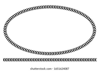 Vector Shape Oval and Line Black Frame, Isolated On White 
