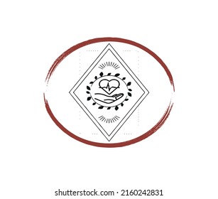 Vector in the shape of a red circle with a hand drawn in the middle. Simple designs for logos, symbols, tattoos, icons, brands, book covers, patches, and more.