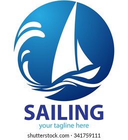 Vector shape sailing boat for logo, symbol shipping company or sport
