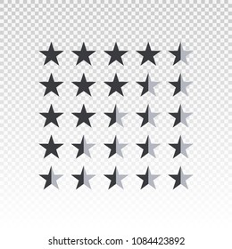 Vector shape star rating bar isolated on transparent background. Element for design yyour website or app