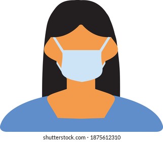 vector shape of a woman in a mask to protect from COVID-19 infection 