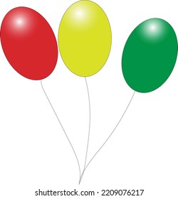 3 globos con forma vectorial con 3 colores editables de color verde rojo