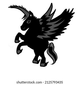 vector shaped like a horse with vector wings and predominantly black