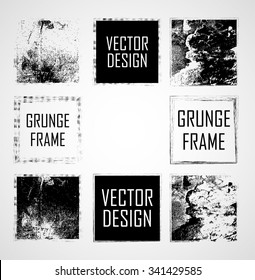 Vector Shapes Collection . Set of Rectangle Stamps . Frames. Grunge, Distressed Texture. 