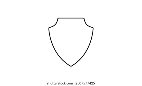 Vector shapes in form of different shields, coat of arms, badges, black outline, cyber security