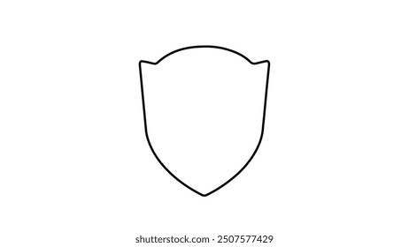 Vector shapes in form of different shields, coat of arms, badges, black outline, cyber security