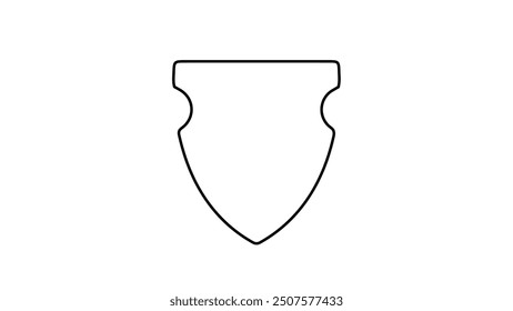 Vector shapes in form of different shields, coat of arms, badges, black outline, cyber security