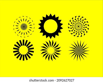 vector shapes sun circle black and white