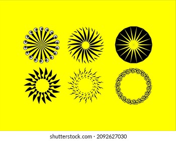 vector shapes sun circle black and white