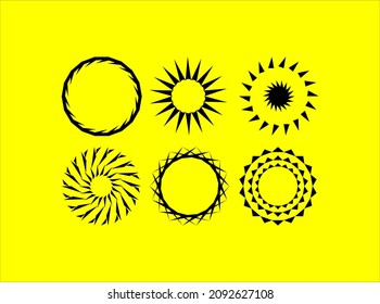 vector shapes sun circle black and white