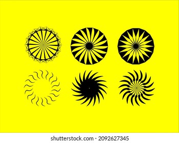 vector shapes sun circle black and white