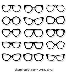 vector shapes of sunglasses with a shadow on a white background