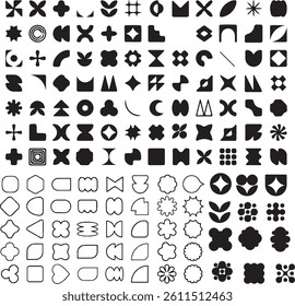 Vector shapes, symbols black flat geometric design elements