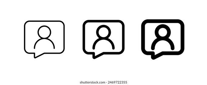 Vector share contact, bubble speech with person icon. Perfect for app and web interfaces, infographics, presentations, marketing, etc.