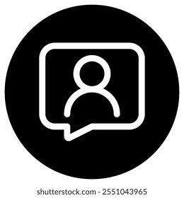 Vector Compartir contacto, burbuja de discurso con icono de persona. Perfecto para interfaces de App y Web, infografías, presentaciones, marketing, etc.