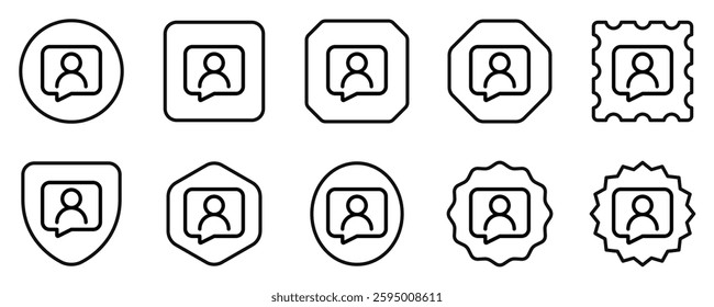 Vector share contact, bubble speech with person icon. Perfect for app and web interfaces, infographics, presentations, marketing, etc.