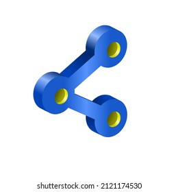 vector of share icon. three-dimensional shape. blue and yellow. with light and shadow effects.