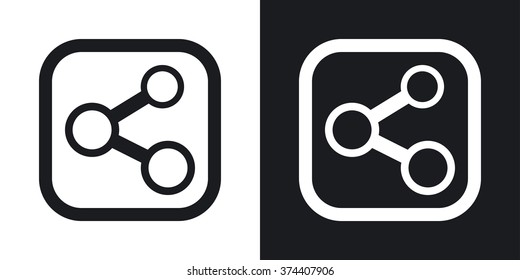 Vector share sign or icon. Two-tone version on black and white background
