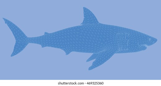 vector shark 3d polygonal near danger