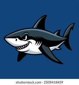 Vector Shark Cartoon Icon Illustration.