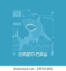 vector of shark, deep sea creature, predator, design graphic illustration