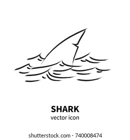 Vector shark icon on white background. Isolated fich icon for polygraphy, web design, logo, app, UI.