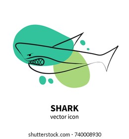 Vector shark icon on white background. Isolated fish icon for polygraphy, web design, logo, app, UI.