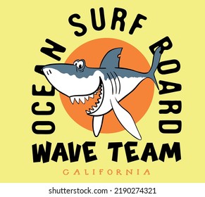 ilustraciones de tiburones vectoriales con personajes de surf para camisetas