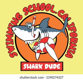 vector shark illustrations with surfing characters for t-shirts
