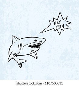 vector shark isolated on blue background.