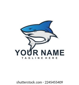 vector shark logo template blue color