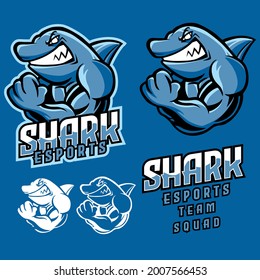  vector shark mascot for logo, badge, esport logo, gaming, streaming and emblem with modern illustration concept style.