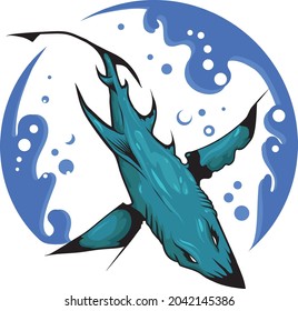 tiburón vector en la superficie del agua 