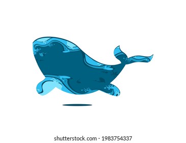 Vector shark with patterned body drawing of a blue sea ocean