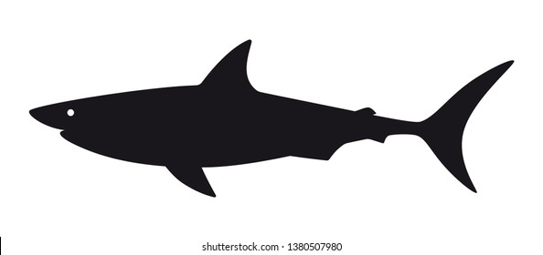 Vector Shark Silhouette. Isolated On White Background.