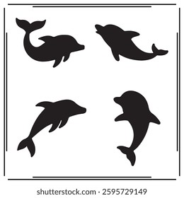 Vector Shark silhouette on white background, wildlife animal silhouette.