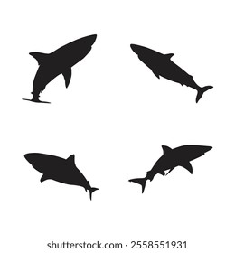 Vector shark silhouette set Isolated on white background design
