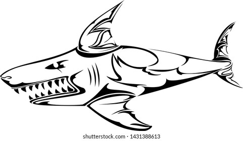 Vector of a shark in  a tattoo style